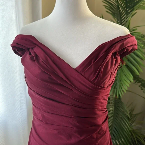 La Femme Off Shoulder Trumpet Gown, Wine color, Size 10, $328
